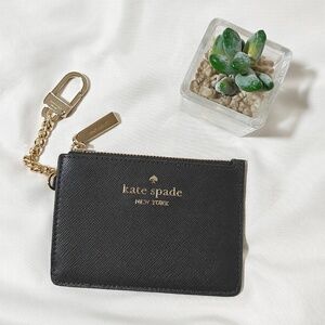 New Kate Spade Key Ring Leather Card Case /Holder Black KN771 $129